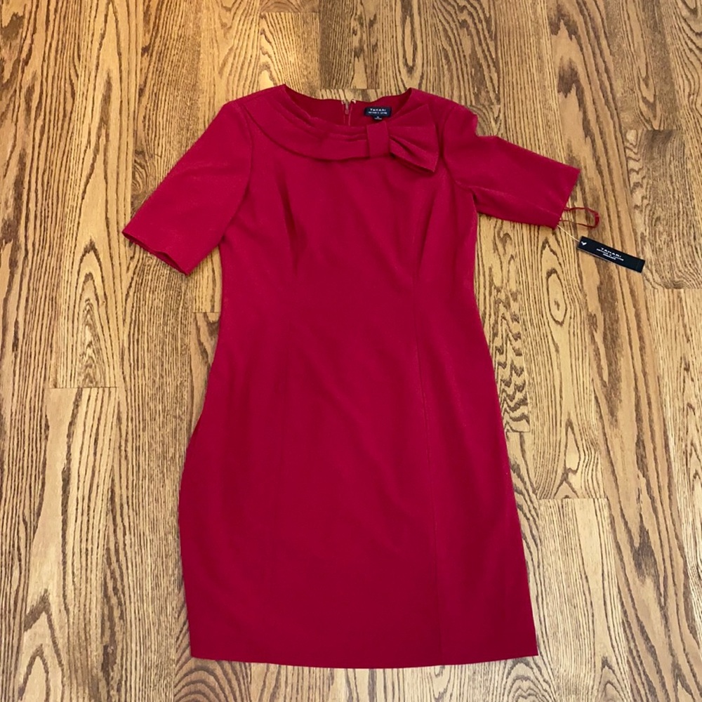 Red dress with bow collar